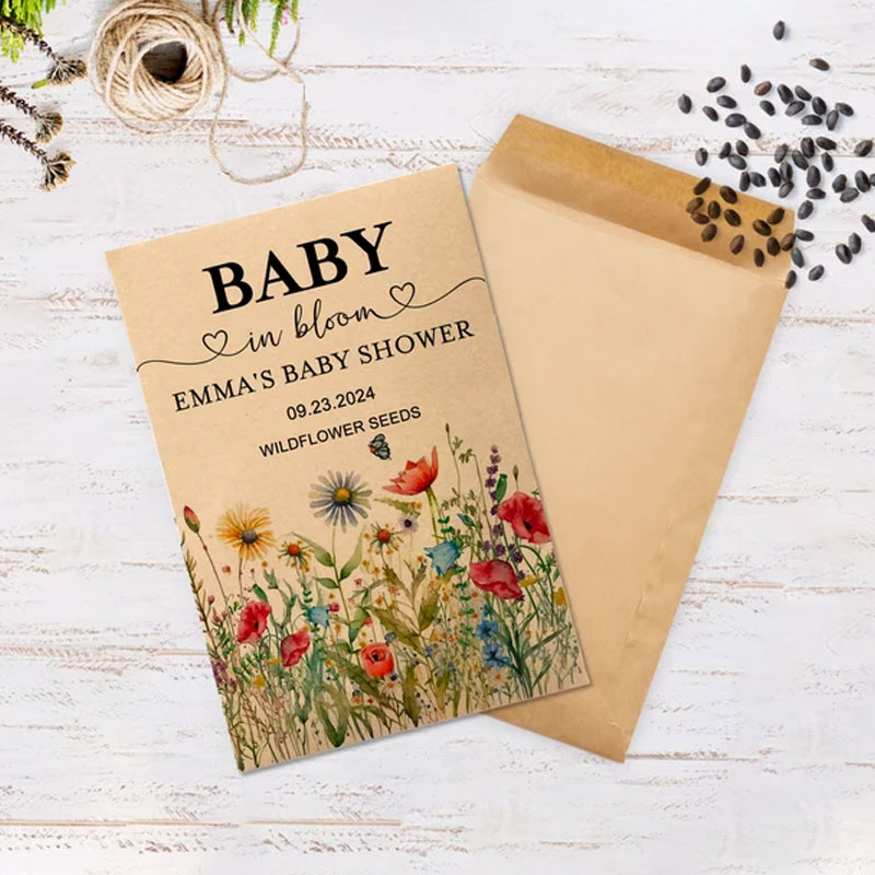 Personalized Eco-Friendly Wildflower Seed Packets – Perfect Baby Shower Favors & Gifts