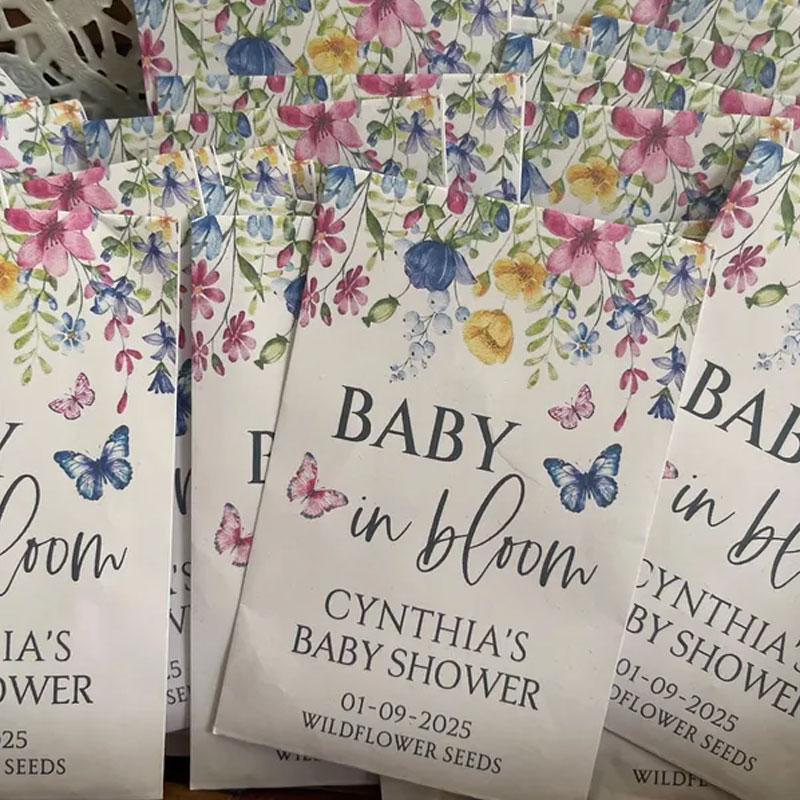 Personalized Eco-Friendly Wildflower Seed Packets – Perfect Baby Shower Favors & Gifts