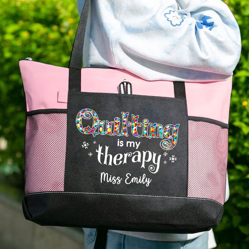 Quilting Is My Therapy Quilt Gift Tote Bag