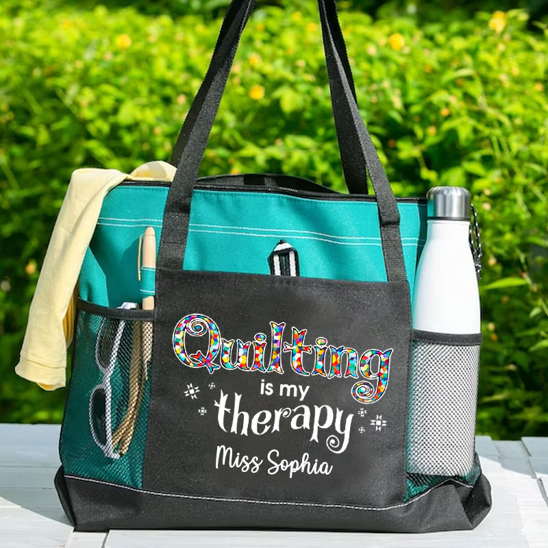 Quilting Is My Therapy Quilt Gift Tote Bag
