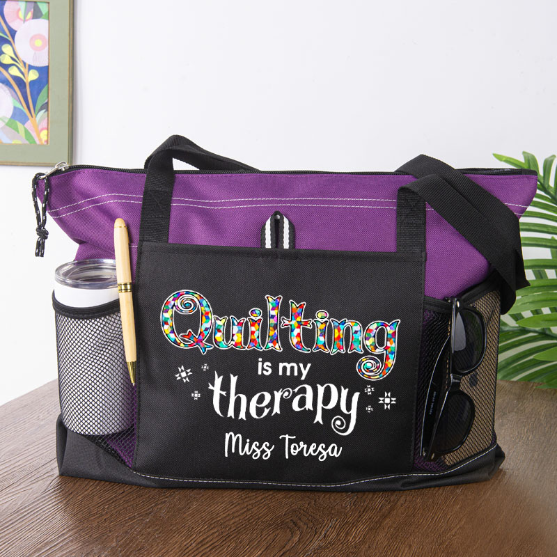 Quilting Is My Therapy Quilt Gift Tote Bag