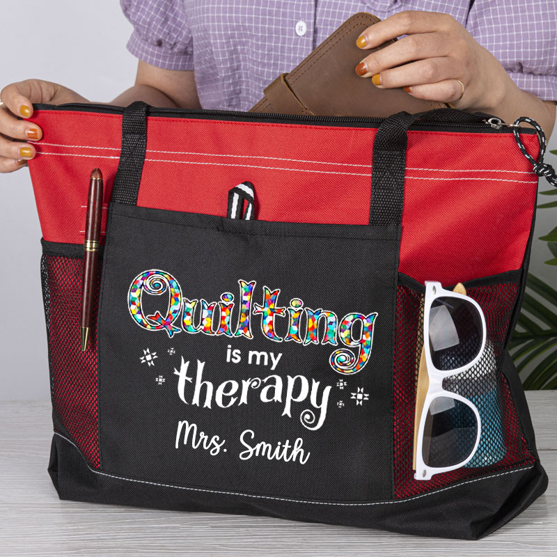 Quilting Is My Therapy Quilt Gift Tote Bag