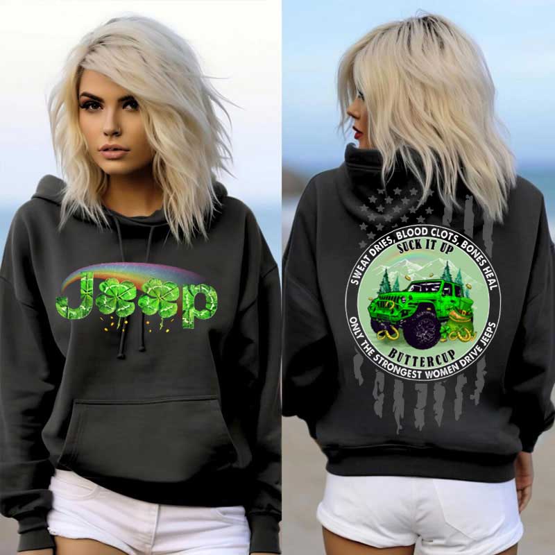 Jeep Shamrock Rainbow, Suck it up Green Women Oversized Hoodie