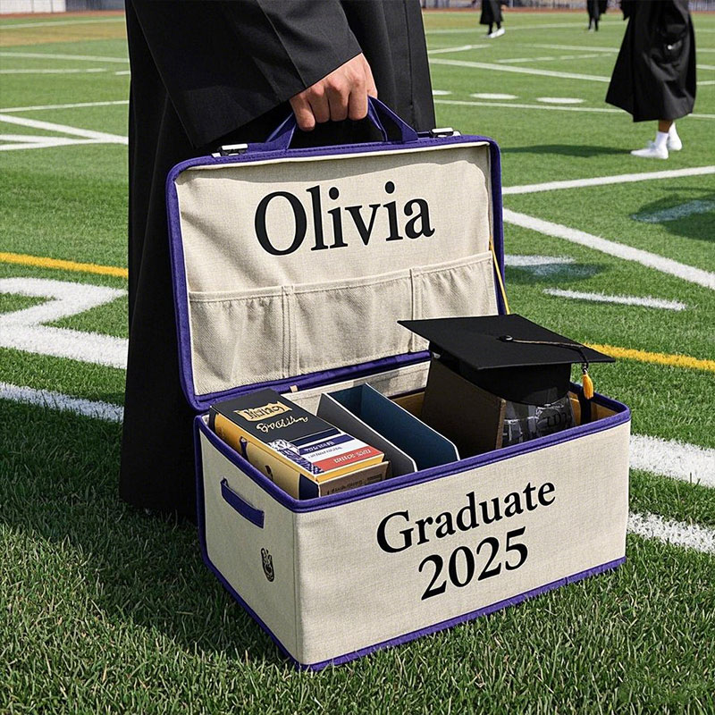 Graduate Custom Desktop Canvas Storage Box with Cover