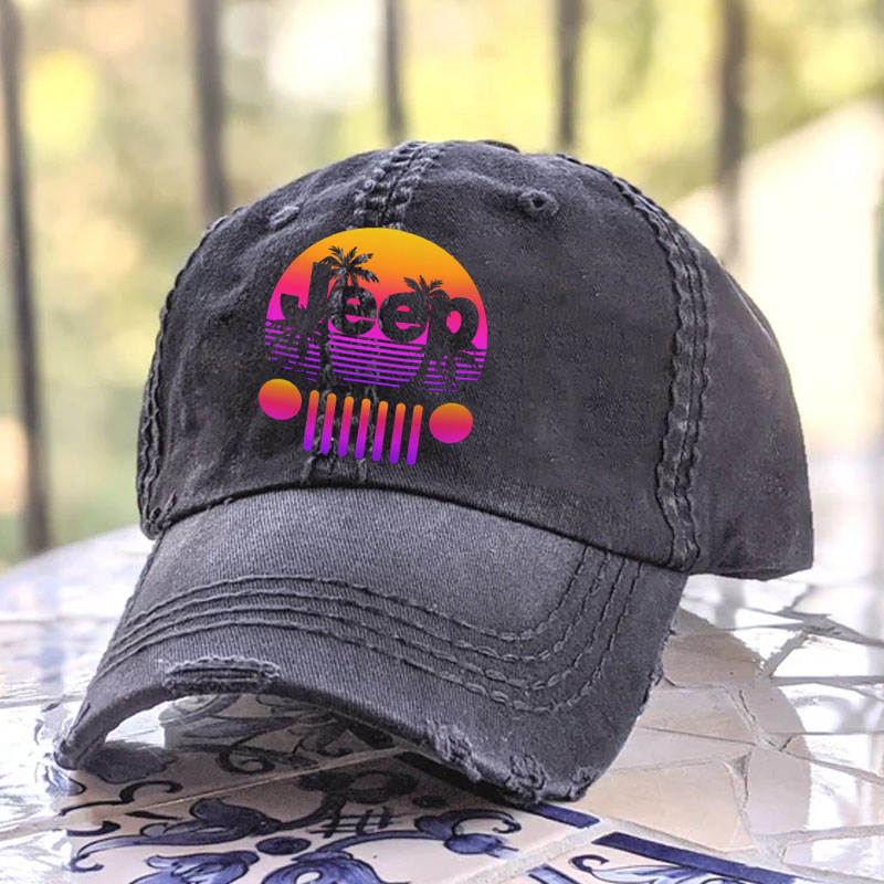 Retro Jeep palm tree Summer Baseball Cap