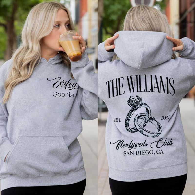 Personalize Wifey Hubby New Wife Wedding Oversized Hoodie