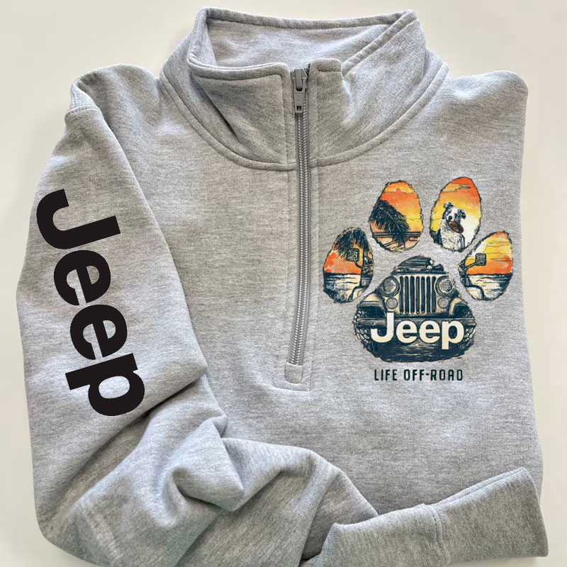 Jeep Life Off-Road Dog Paw Zip Jacket Sweatshirt