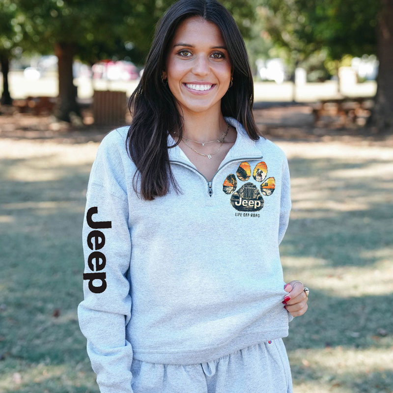 Jeep Life Off-Road Dog Paw Zip Jacket Sweatshirt