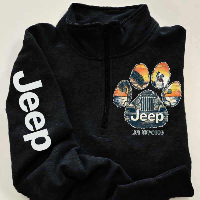 Jeep Life Off-Road Dog Paw Zip Jacket Sweatshirt