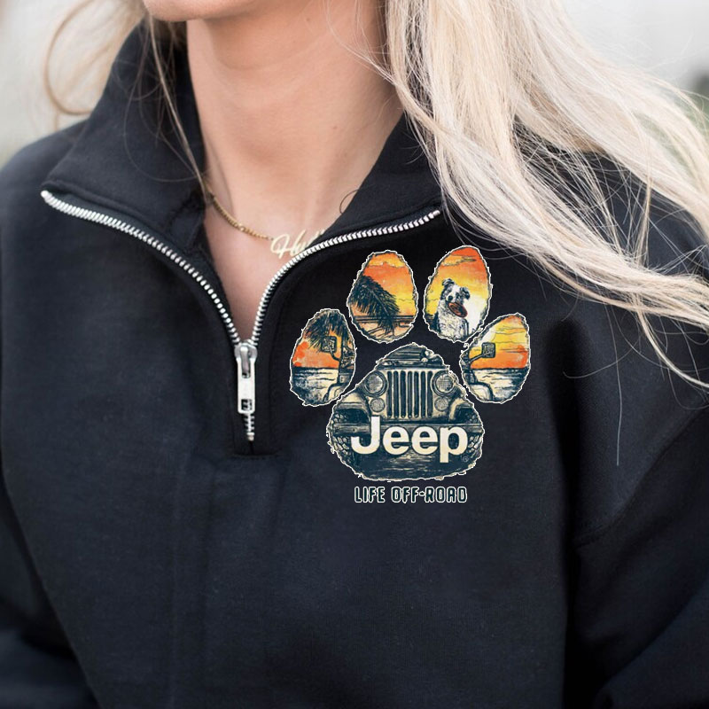 Jeep Life Off-Road Dog Paw Zip Jacket Sweatshirt