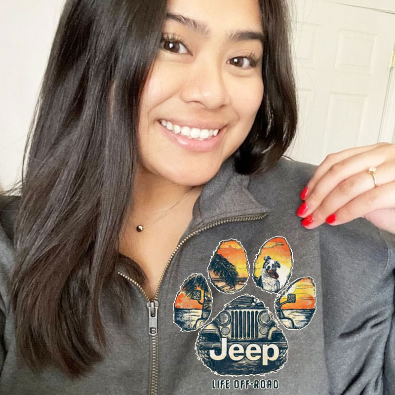 Jeep Life Off-Road Dog Paw Zip Jacket Sweatshirt