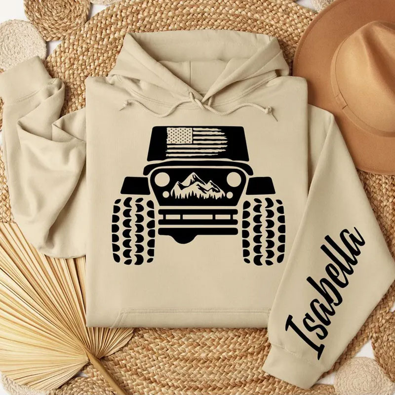 American Offroad Shirt with Custom Name on Sleeves, USA Flag Sweatshirtshirt