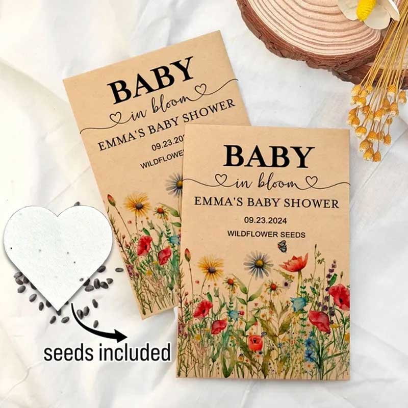 Personalized Eco-Friendly Wildflower Seed Packets – Perfect Baby Shower Favors & Gifts