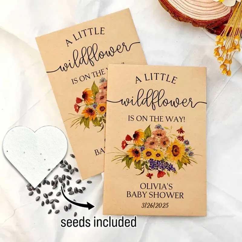 Personalized Eco-Friendly Wildflower Seed Packets – Perfect Baby Shower Favors & Gifts