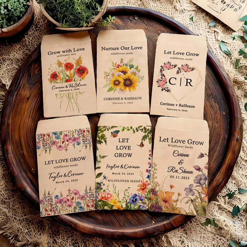 Personalized Eco-Friendly Wildflower Seed Packets – LET LOVE GROW Wedding and Bridal Favors 