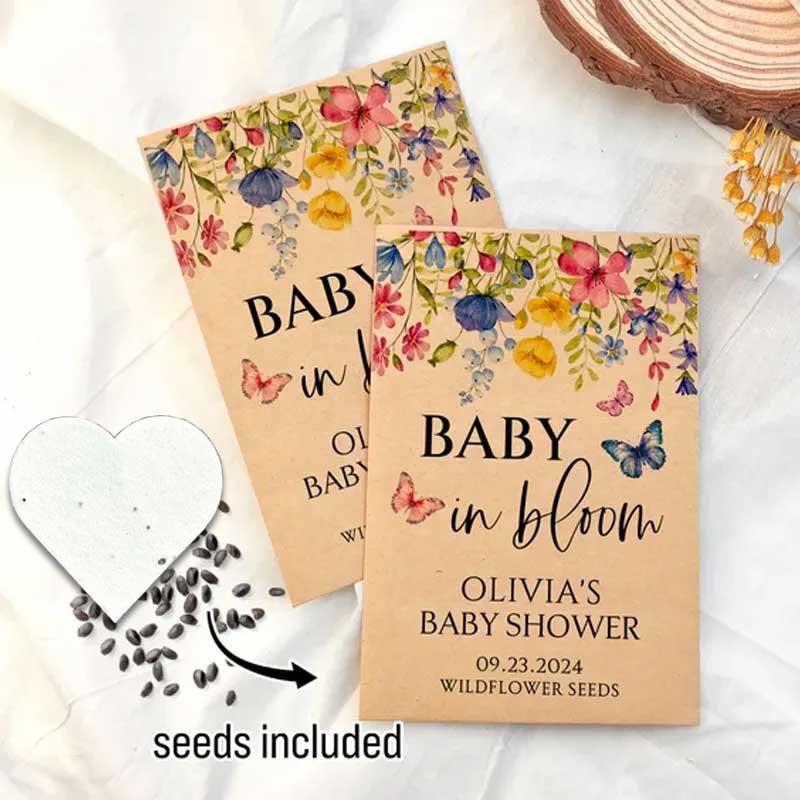 Personalized Eco-Friendly Wildflower Seed Packets – Perfect Baby Shower Favors & Gifts
