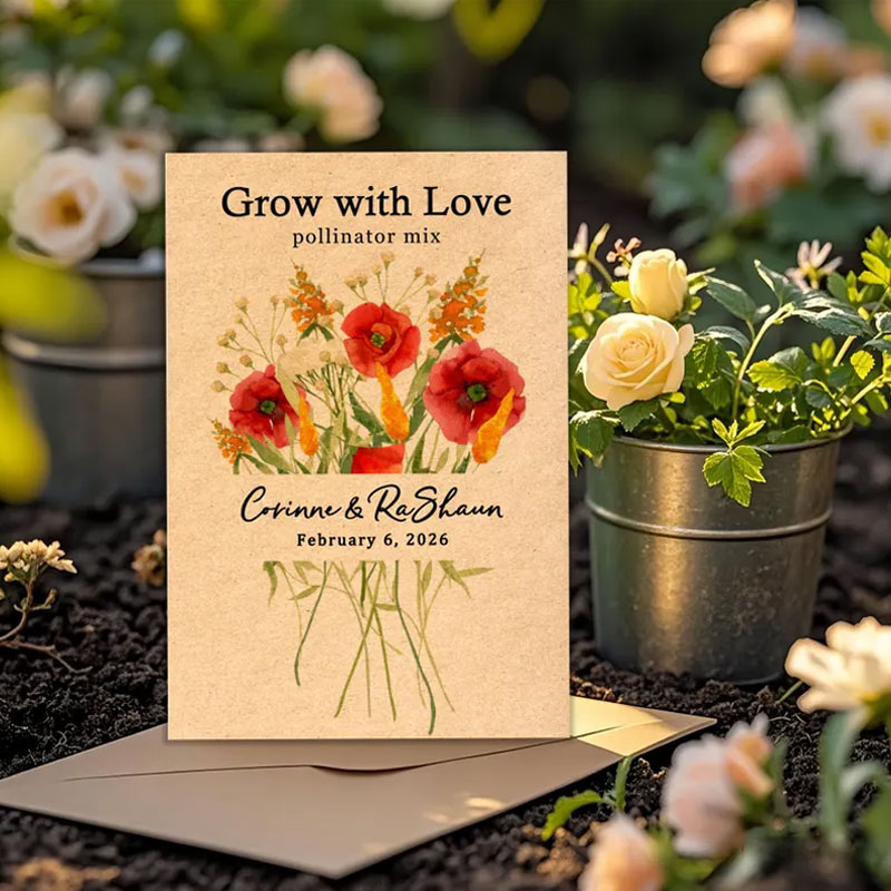 Personalized Eco-Friendly Wildflower Seed Packets – LET LOVE GROW Wedding and Bridal Favors 