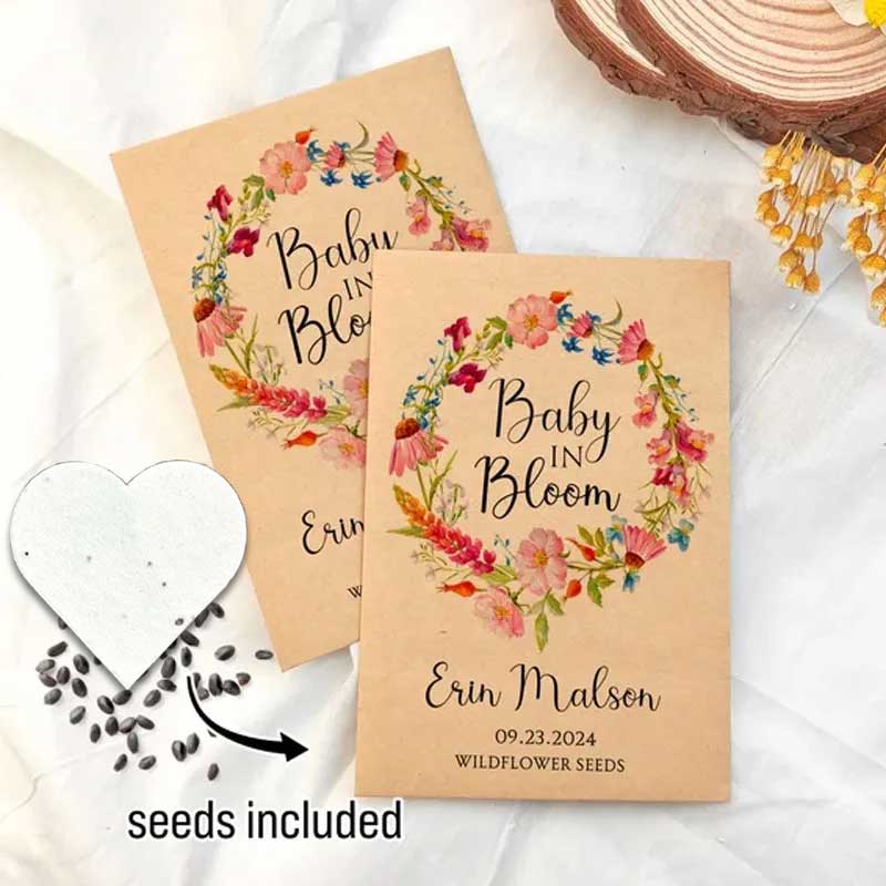 Personalized Eco-Friendly Wildflower Seed Packets – Perfect Baby Shower Favors & Gifts