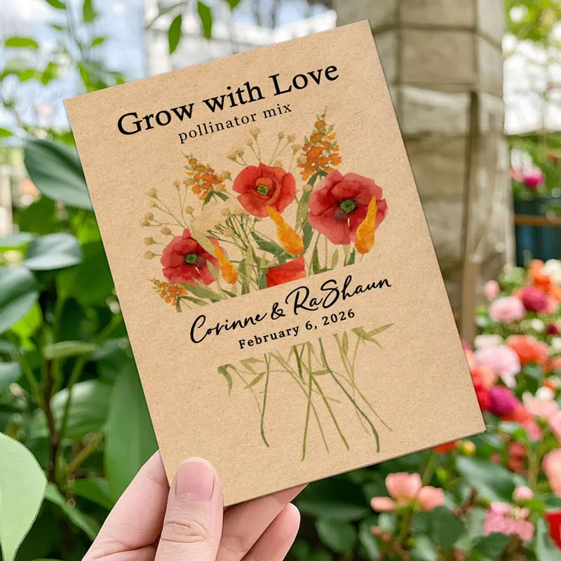 Personalized Eco-Friendly Wildflower Seed Packets – LET LOVE GROW Wedding and Bridal Favors 