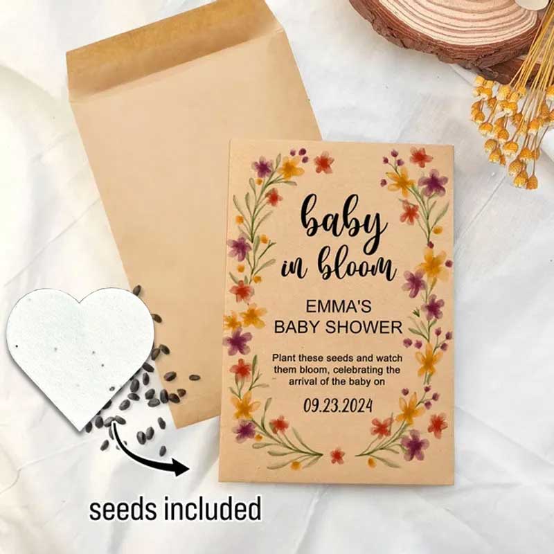 Personalized Eco-Friendly Wildflower Seed Packets – Perfect Baby Shower Favors & Gifts