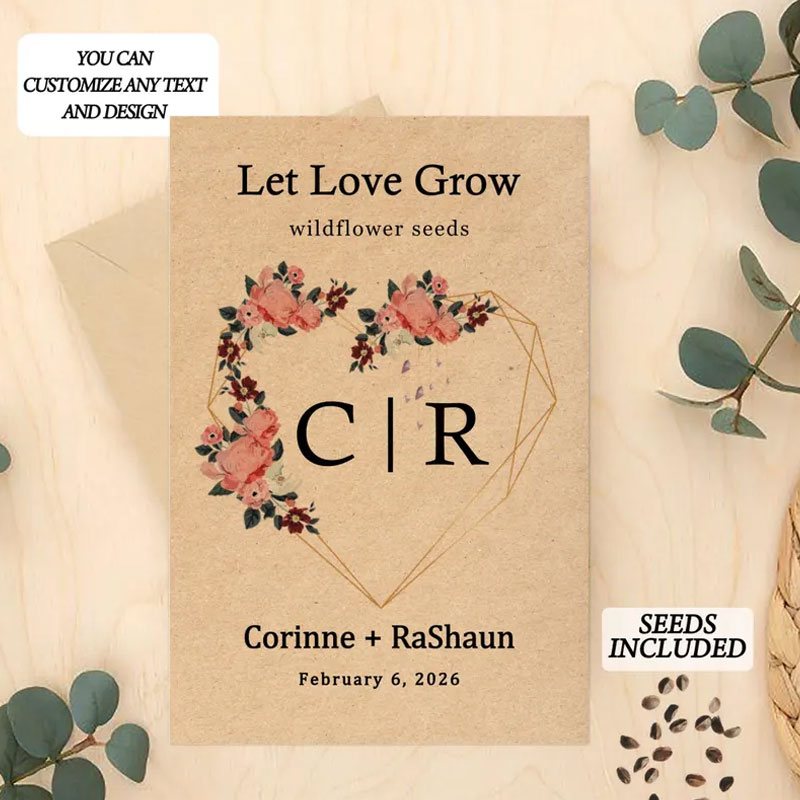 Personalized Eco-Friendly Wildflower Seed Packets – LET LOVE GROW Wedding and Bridal Favors 