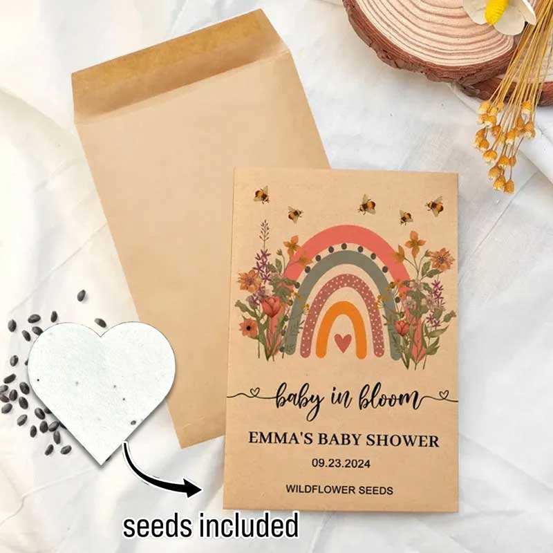 Personalized Eco-Friendly Wildflower Seed Packets – Perfect Baby Shower Favors & Gifts