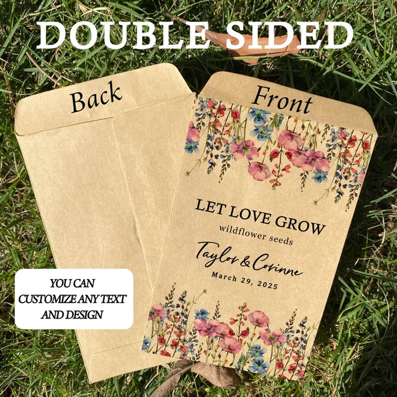 Personalized Eco-Friendly Wildflower Seed Packets – LET LOVE GROW Wedding and Bridal Favors 