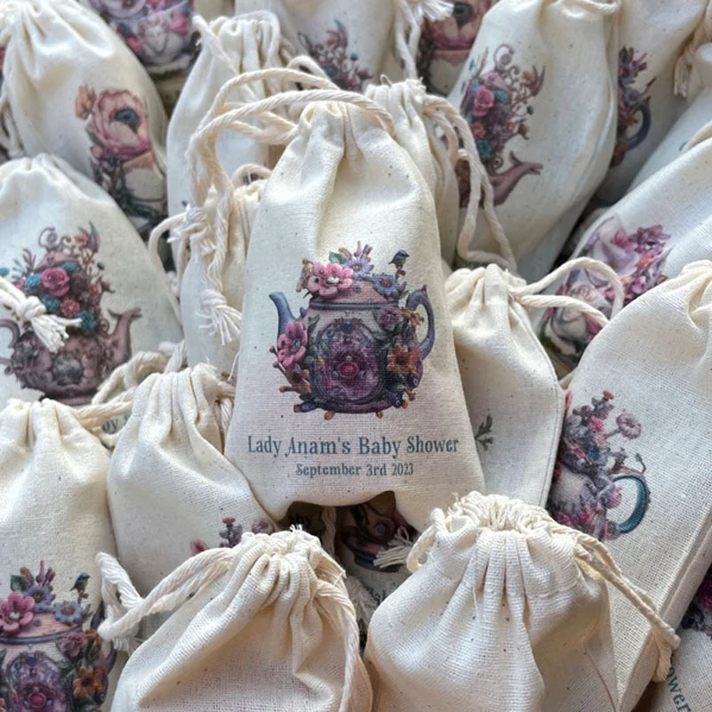 Set of 10 Assorted Whimsical Tea Party Theme Baby Shower Favor Bags