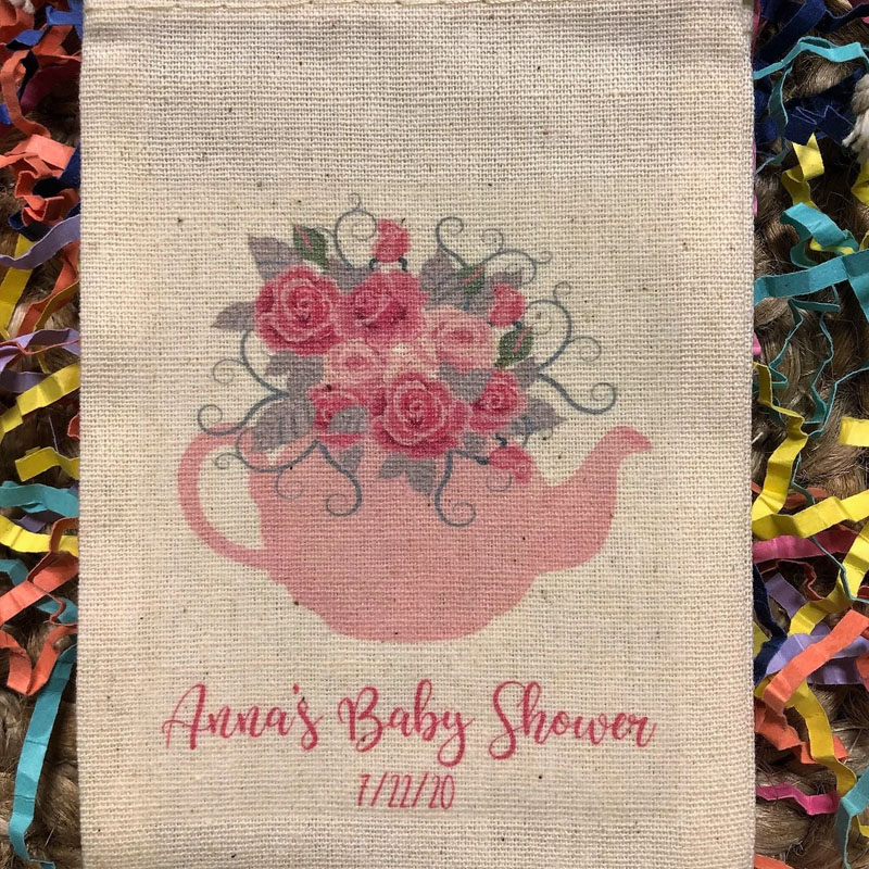 Set of 10 Pink Assorted Tea Party Theme Baby Shower Favors Bags
