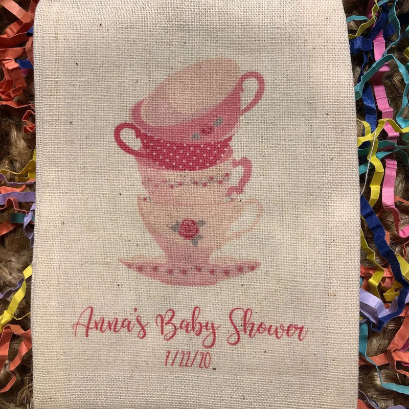 Set of 10 Pink Assorted Tea Party Theme Baby Shower Favors Bags