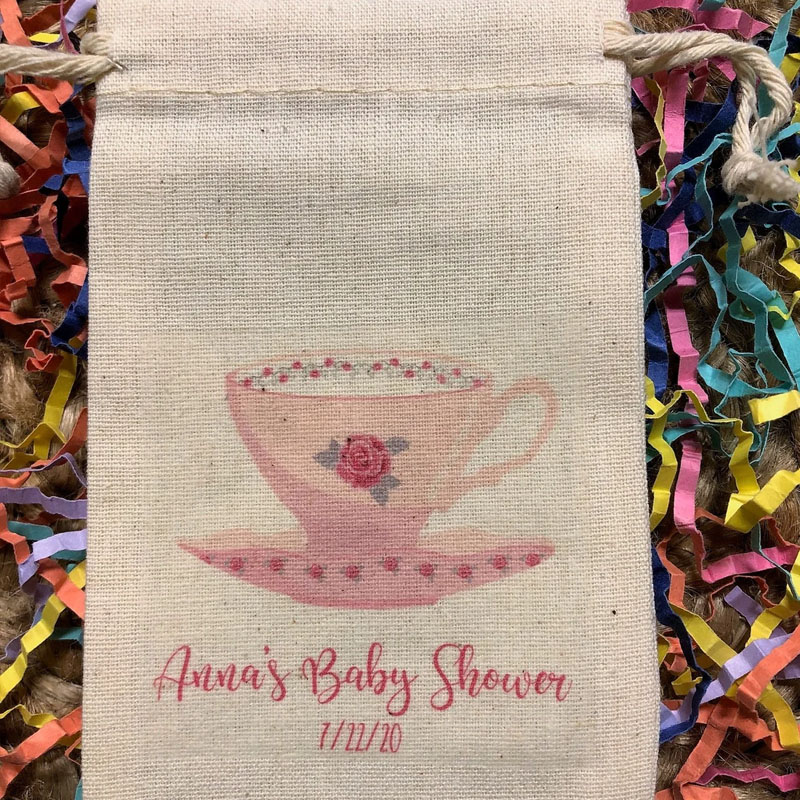 Set of 10 Pink Assorted Tea Party Theme Baby Shower Favors Bags
