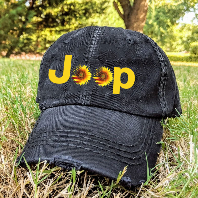 American Flag Sunflower Flower Jeep Lover Baseball Cap