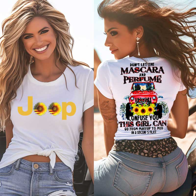 Sunflower Jeep Don’t Let the Mascara and Perfume Confuse You Girl T-shirt