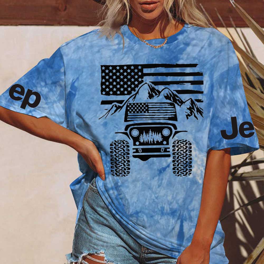 Jp American Flag Mountains Tie dye T-Shirt