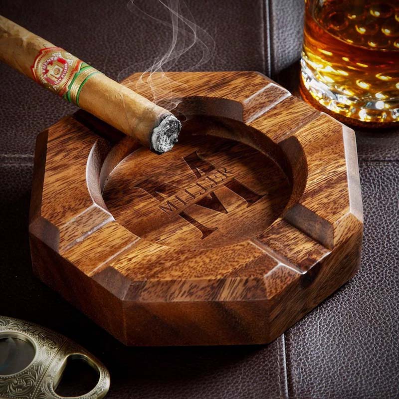 Ellington Custom Cigar Ashtray Wood - Personalized Ash Tray, Customized Ash Tray, Wooden Ash Tray