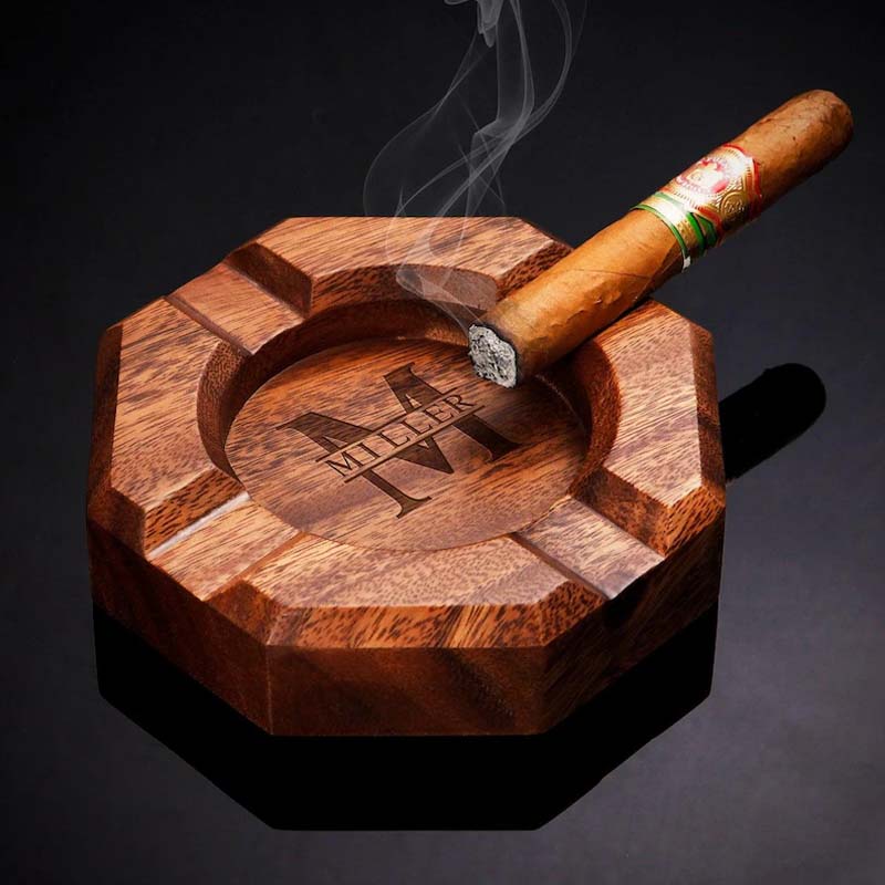 Ellington Custom Cigar Ashtray Wood - Personalized Ash Tray, Customized Ash Tray, Wooden Ash Tray