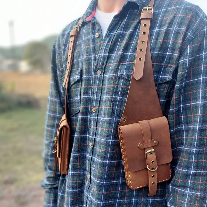 Rustic Leather Holster Bag Leather Shoulder Bag Leather Chest Bag