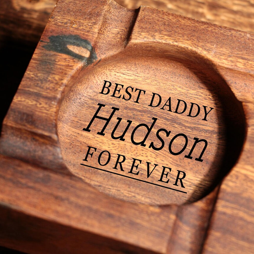 Engraved Cigar Walnut wood Ashtray, Gift for Men, Cigarette Accessories