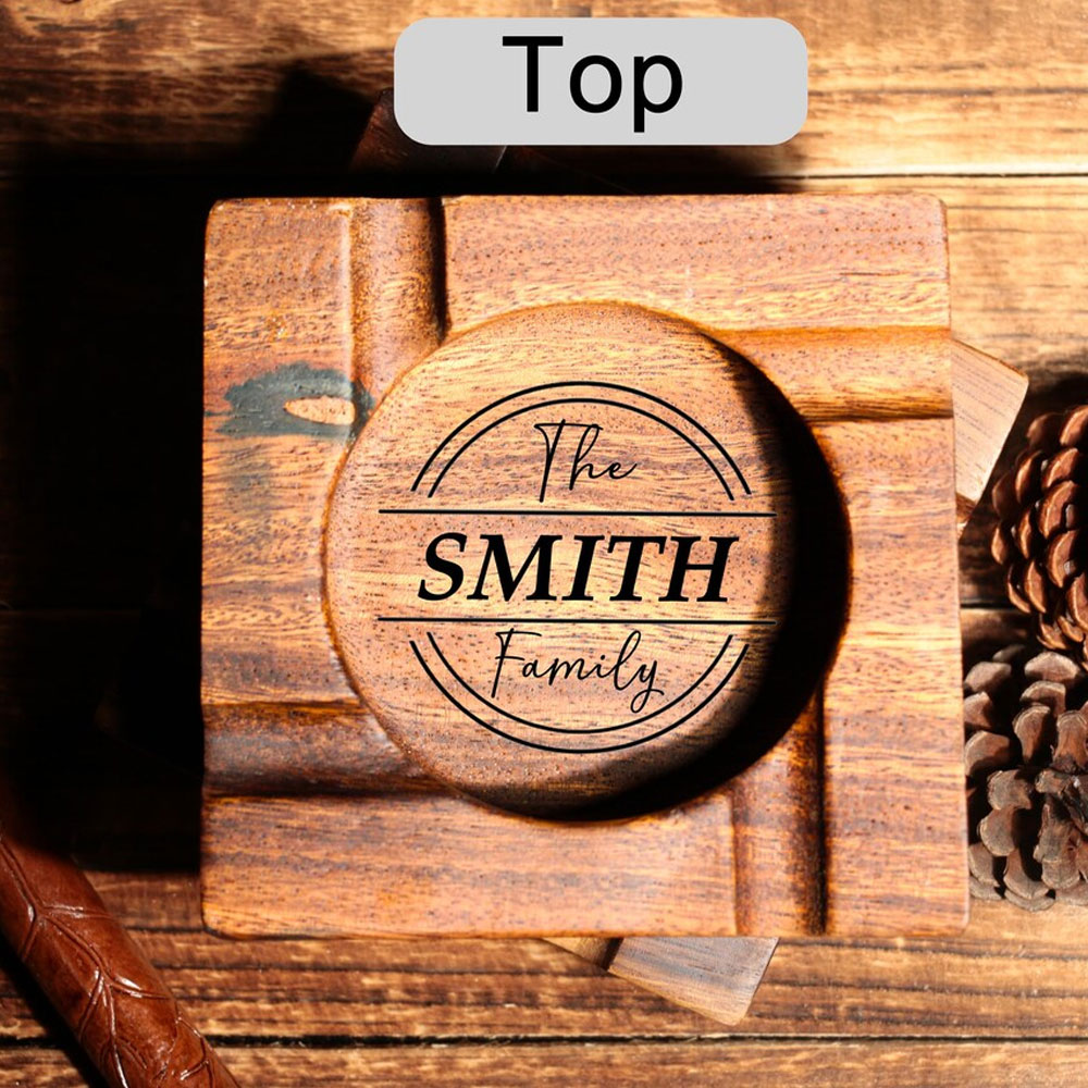 Engraved Cigar Walnut wood Ashtray, Gift for Men, Cigarette Accessories