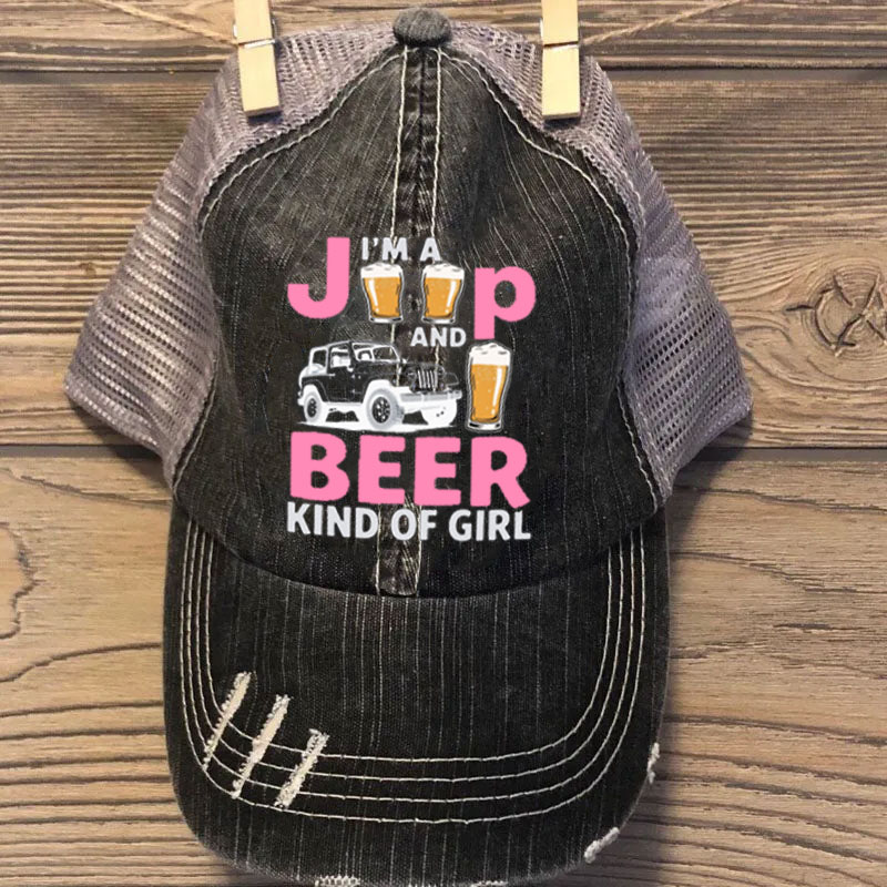 Personalized Color Beer And Jeep Kind of Girl Summer Hats