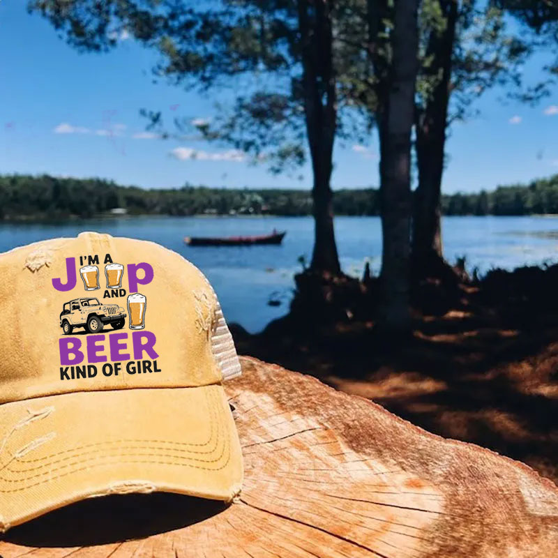 Personalized Color Beer And Jeep Kind of Girl Summer Hats