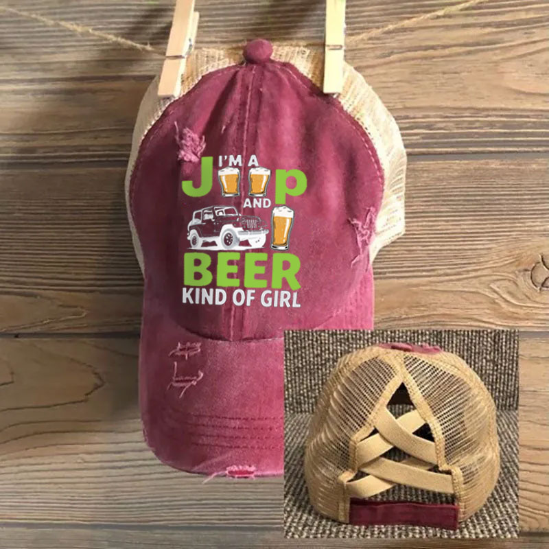 Personalized Color Beer And Jeep Kind of Girl Summer Hats