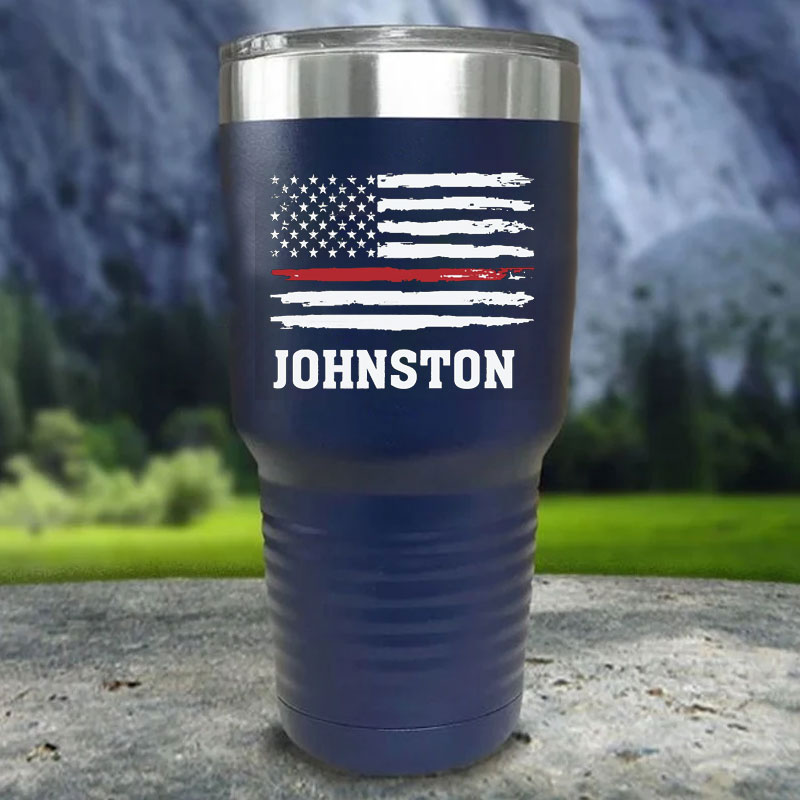 Thin Red Line Flag Firefighter Tumbler Travel Mug