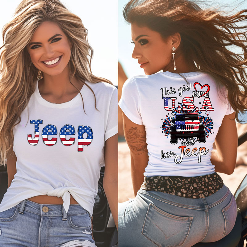 This Girl Love USA And Her Jeep T-shirt