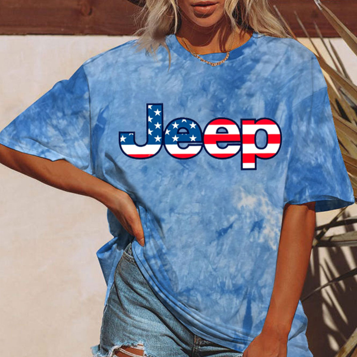 Just A Girl Simple American Girl and 4th of July Tie-dye T-shirt