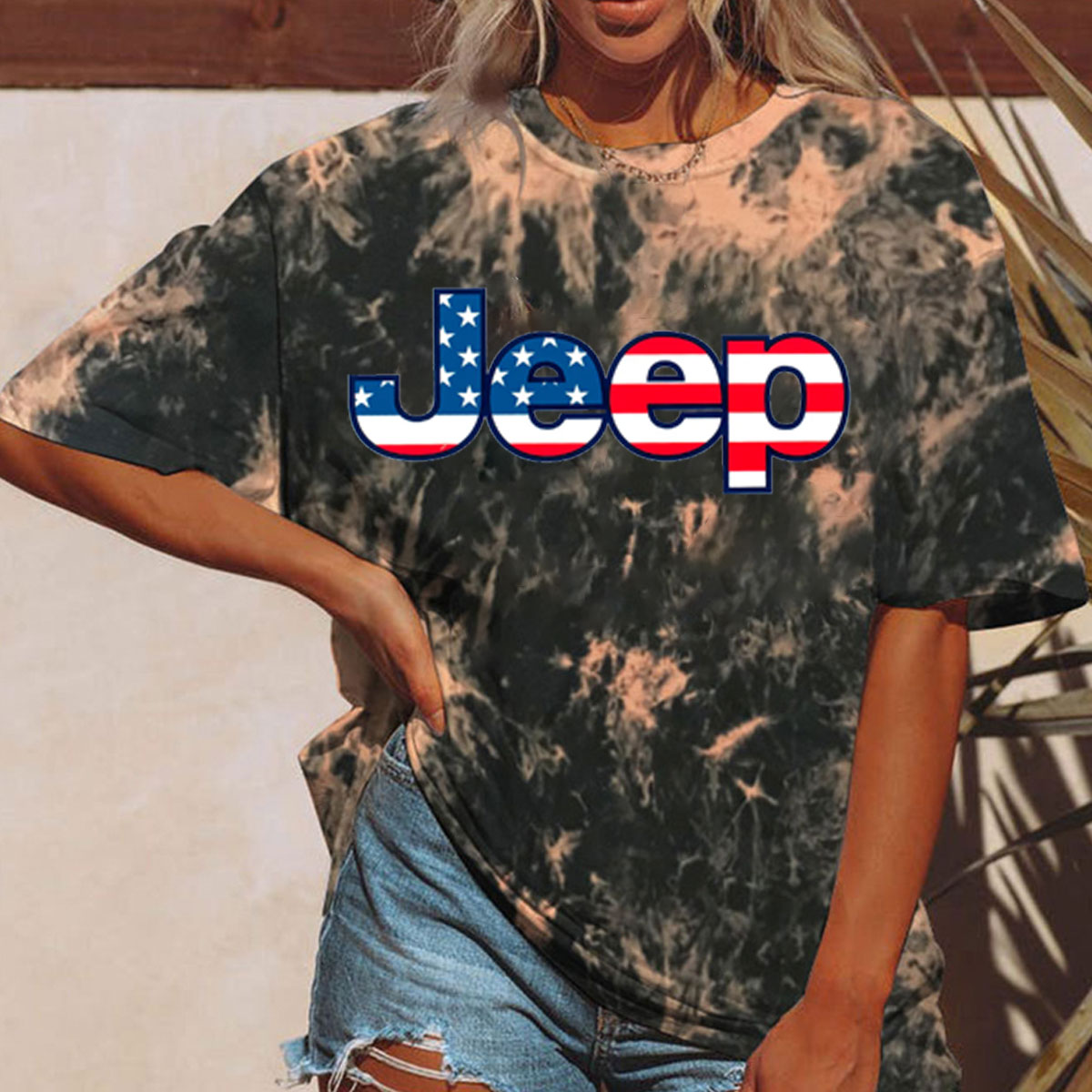 Just A Girl Simple American Girl and 4th of July Tie-dye T-shirt