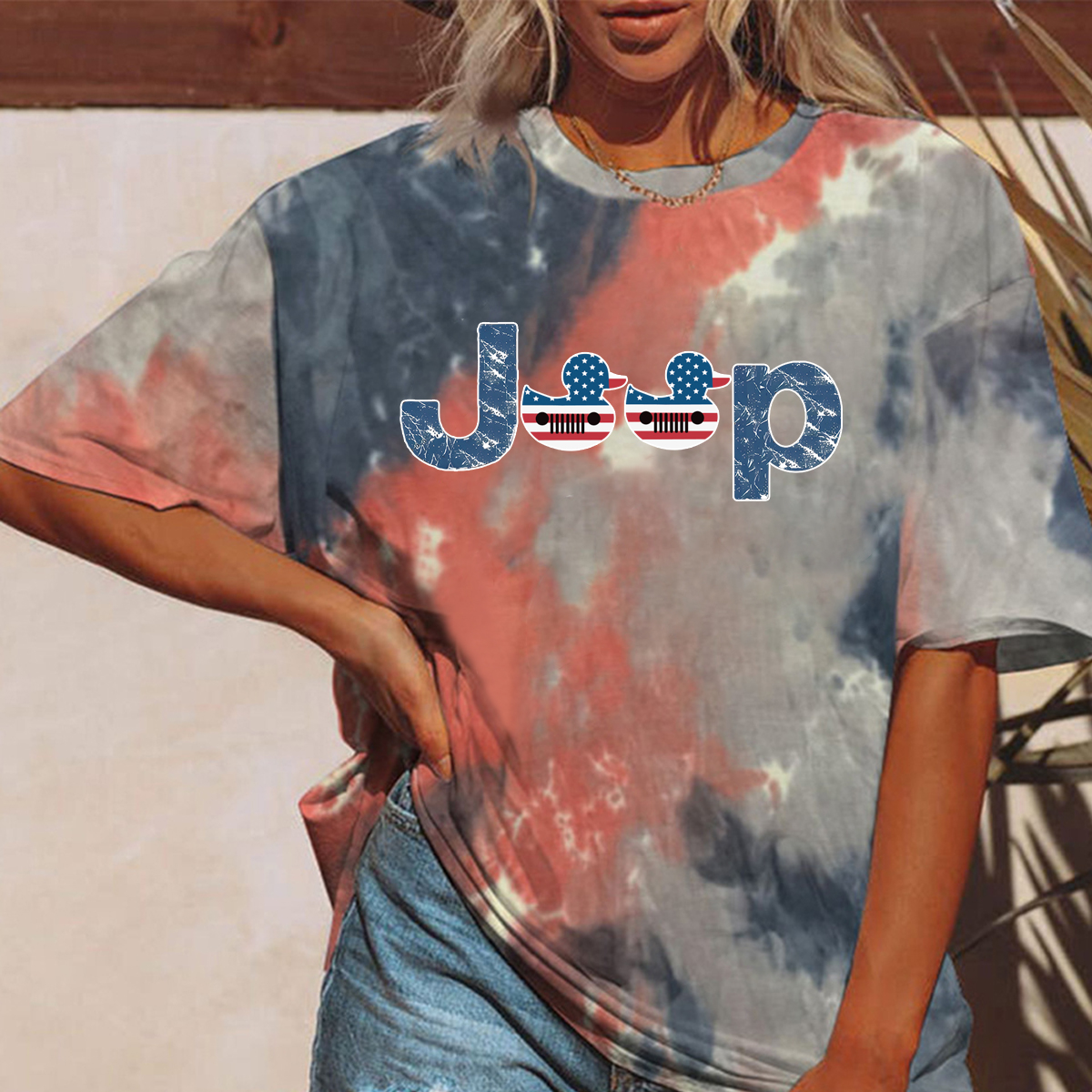 USA Flag Jp Duck Tie-dye Tshirt
