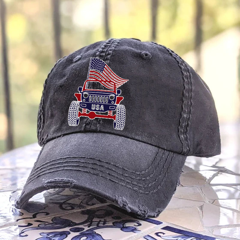 USA Jeep american flag 4th of July Hat
