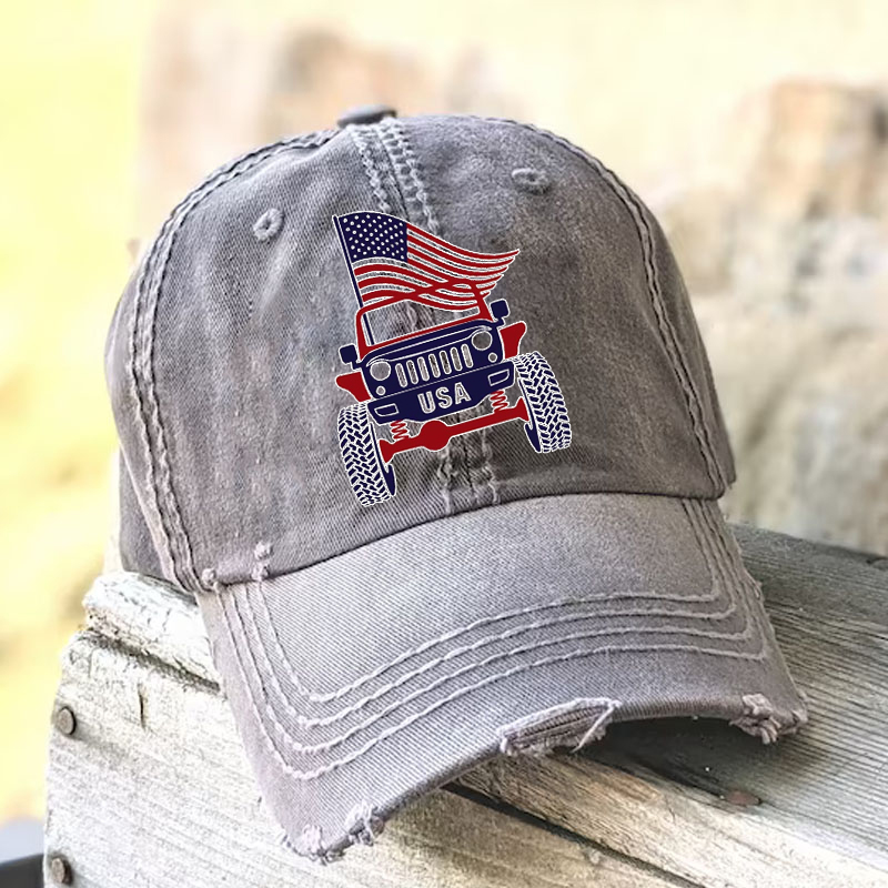 USA Jeep american flag 4th of July Hat
