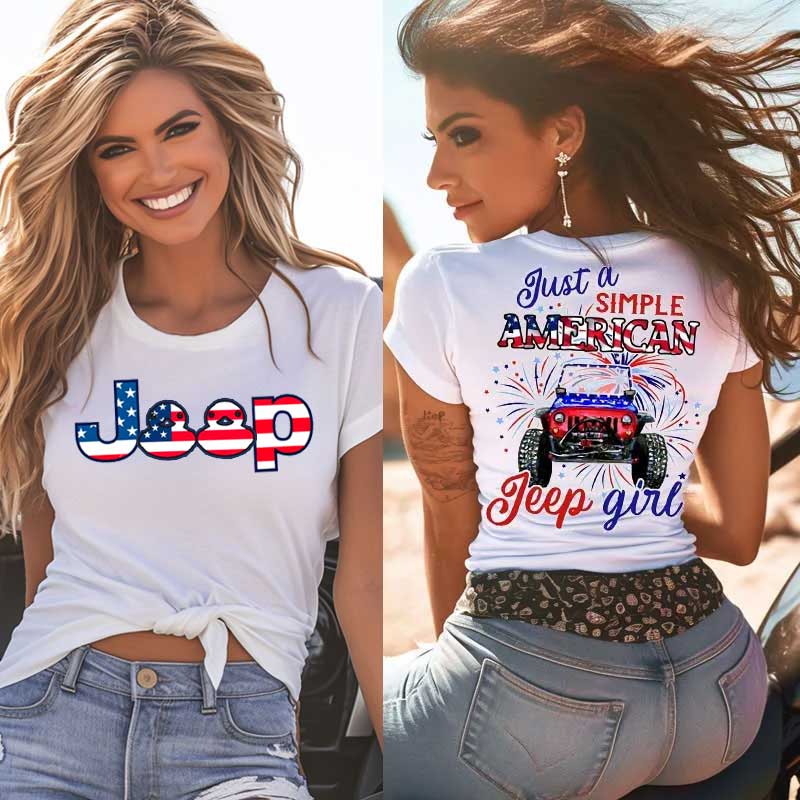 Just A Girl Simple American Girl and 4th of July Women Tshirt